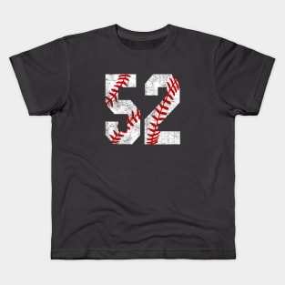 Vintage #52 Baseball Laces Baseball Mom Jersey Love Baseball Kids T-Shirt